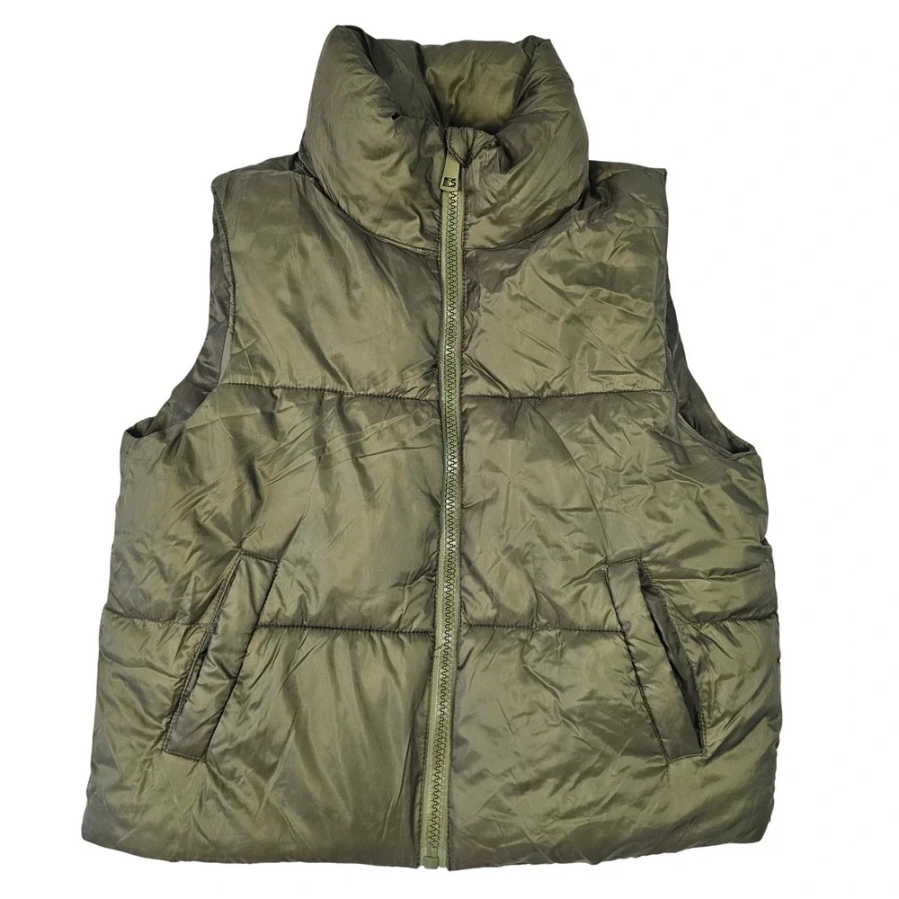 Art Class Boys Olive Green Puffer‎ Vest XL 14 Full Zip Quilted Sleeveless Jacket